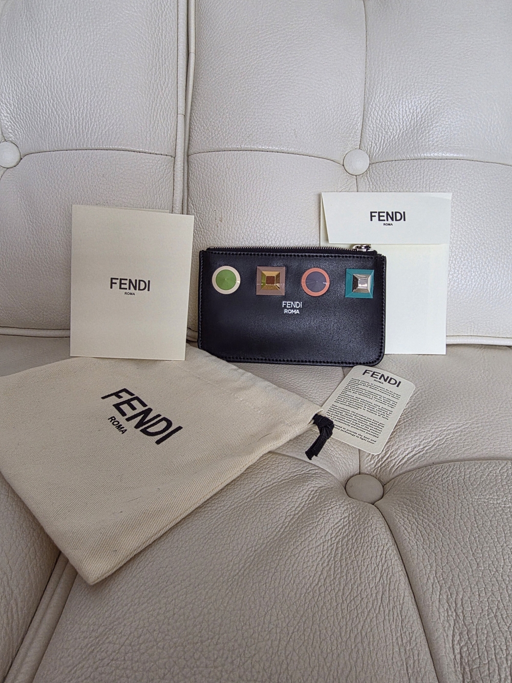 Fendi Vitello Liberty Studded Zip Pouch - Picture 5 of 5